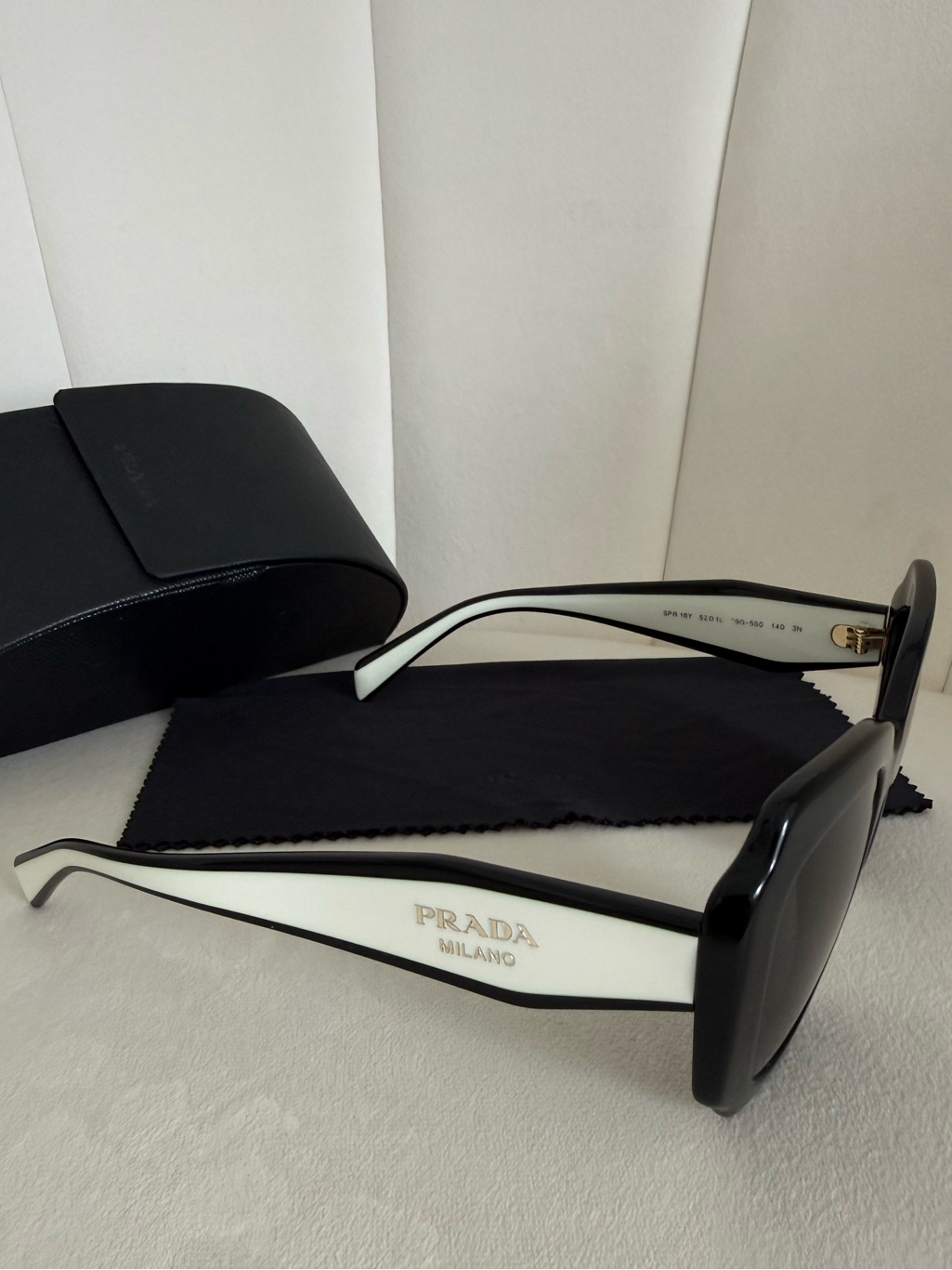 Prada Black And White Oversized Square Sunglasses